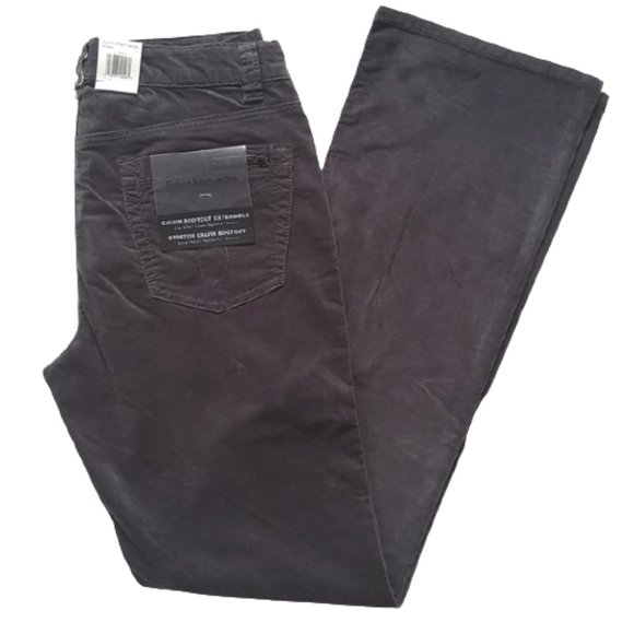 Calvin Klein Jeans Gunmetal Velvet Bootcut Pant NEW- Sz. 6 - Picture 1 of 6